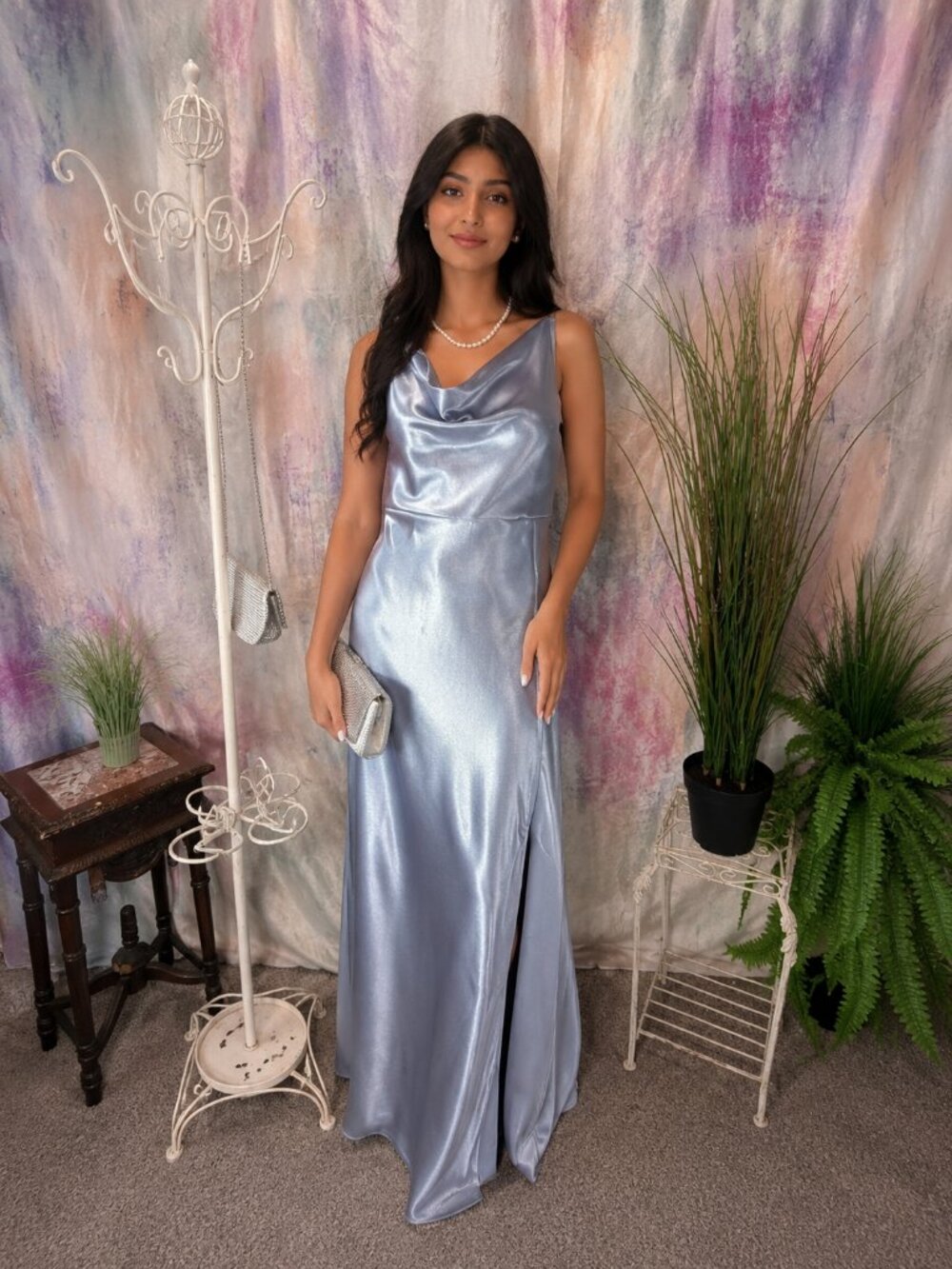 NEWπ Birdy Grey Elegant Silhouette Dusty Blue Bridesmaid- Formal - Prom Dress